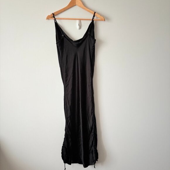 Aritzia Wilfred Only Ruched Slip Dress Black Size Large - Picture 5 of 7